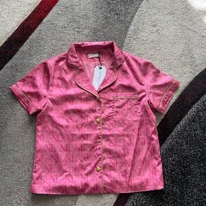 Nichole Lynel The Label Pink Monogram PJ Top